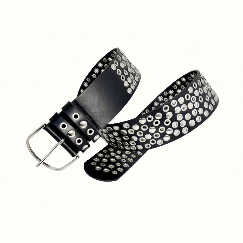 Punk Hollow Eyelet Rivet Belt  - đánh giá và giá Streetwear Brand Jeans
